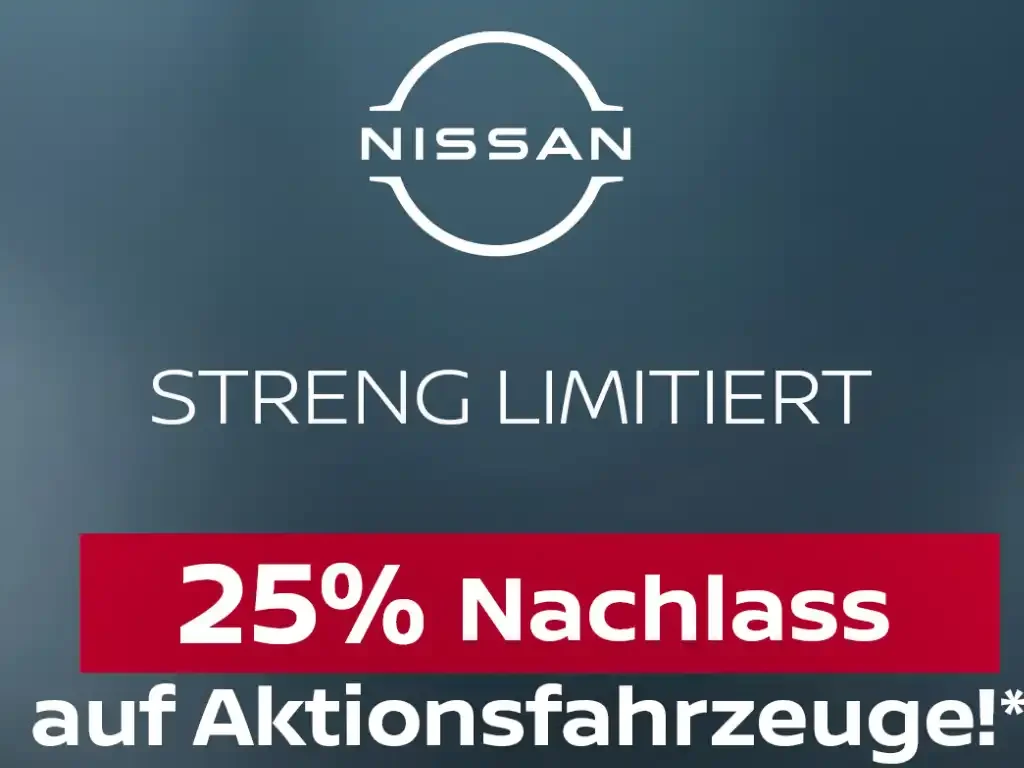 Banner 25 % Rabatt auf Nissan Juke und Nissan Qashqai 1027x768